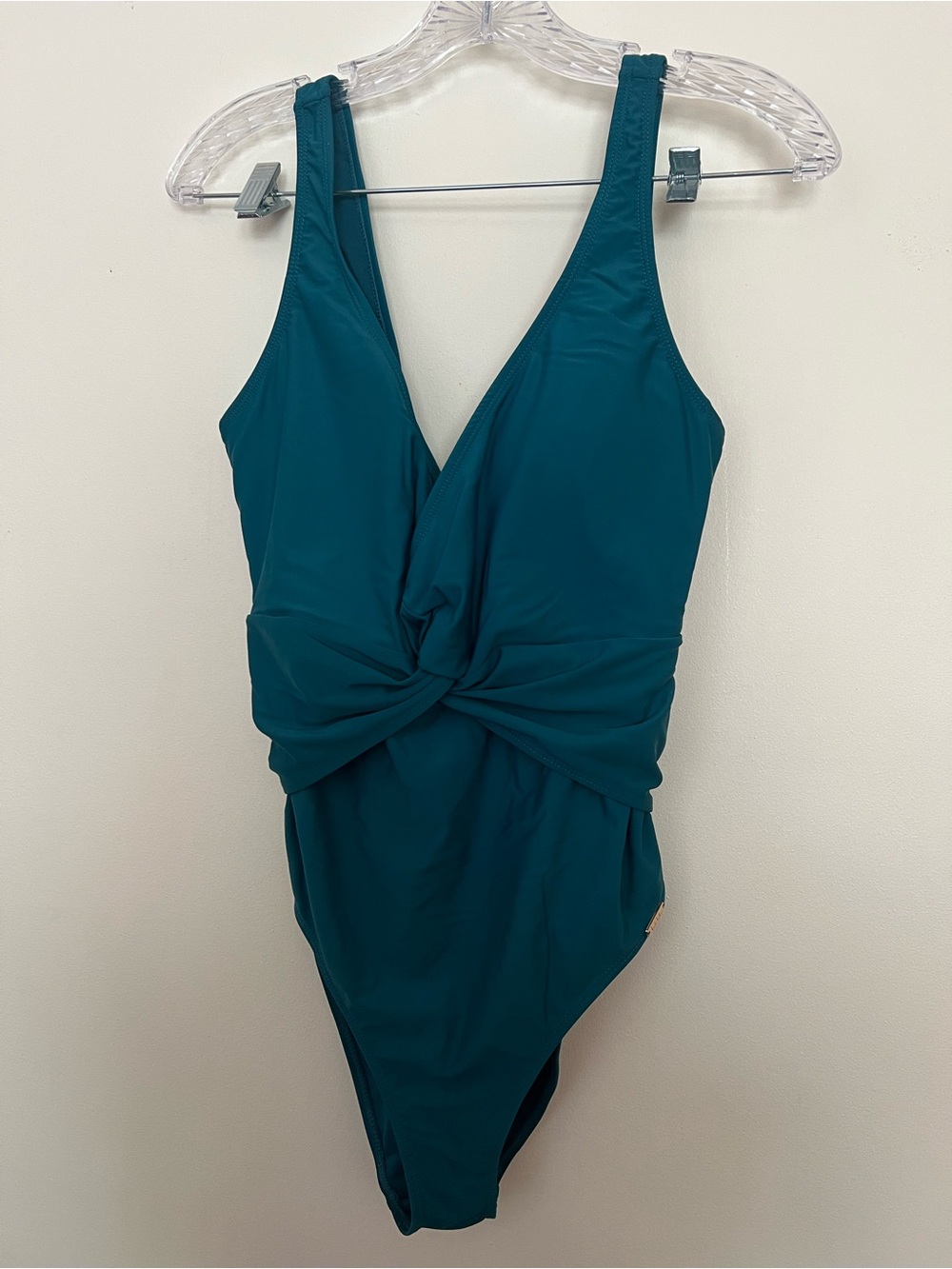 Nicole Miller Teal Twist-Front One-Piece Swimsuit